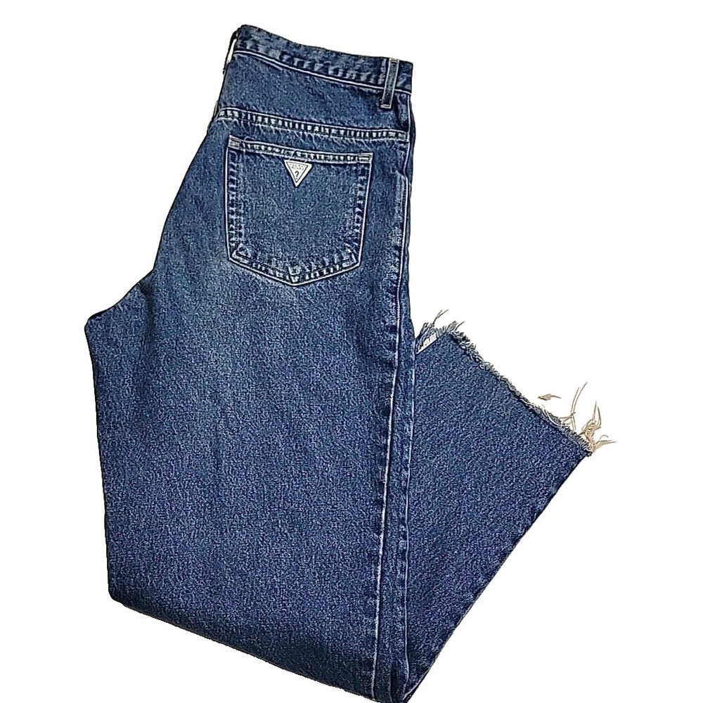 Vintage Guess Jeans Talon Zipper Blue Denim Jeans Mens 34x32 Made In USA